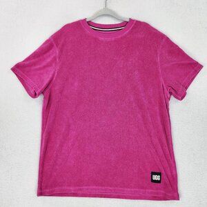 UGG Shirt Mens XL Pink Terry Cloth Mathew SS Tee FL Crew Neck Short Sleeve